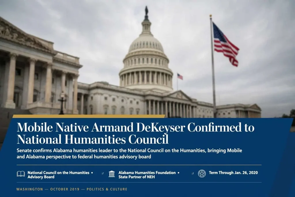 Illustration for the news story: Mobile Native Armand DeKeyser Confirmed to National Humanities Council
