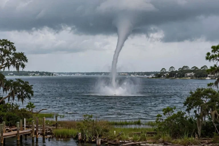 Illustration for the news story: Waterspout Spotted Over Mobile Bay