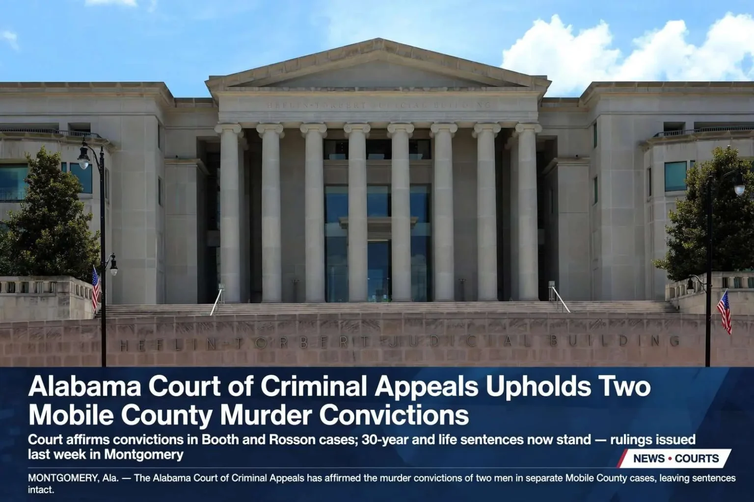 Illustration for the news story: Alabama Court of Criminal Appeals Upholds Two Mobile County Murder Convictions