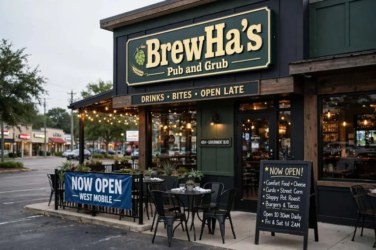 Illustration for the news story: BrewHa’s Pub and Grub opens on Government Boulevard in West Mobile