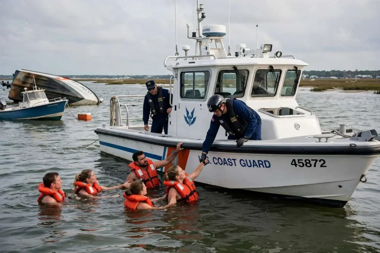Illustration for the news story: Coast Guard Rescues Five After Vessel Capsizes in Mississippi Sound Off Gulfport