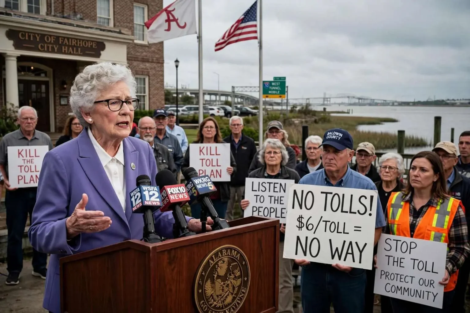 Illustration for the news story: Eastern Shore MPO Vote Kills Toll Plan, Gov. Ivey Declares Mobile River Bridge Project Dead