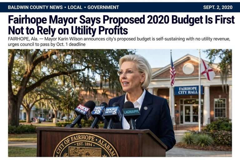 Illustration for the news story: Fairhope Mayor Says Proposed 2020 Budget Is First Not to Rely on Utility Profits