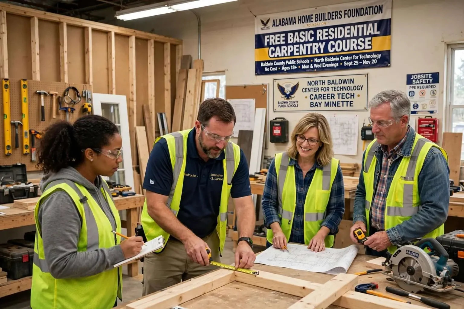 Illustration for the news story: Free Carpentry Course Opens to North Baldwin Adults in Bay Minette