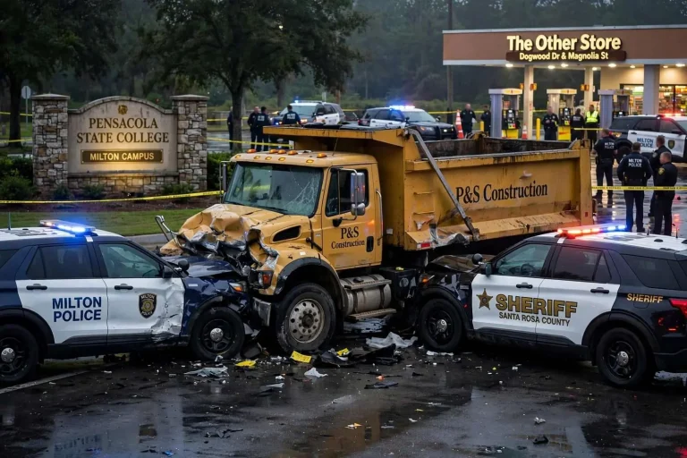 Illustration for the news story: Milton Man Shot and Killed by Law Enforcement After Stealing Dump Truck and Ramming Patrol Vehicles