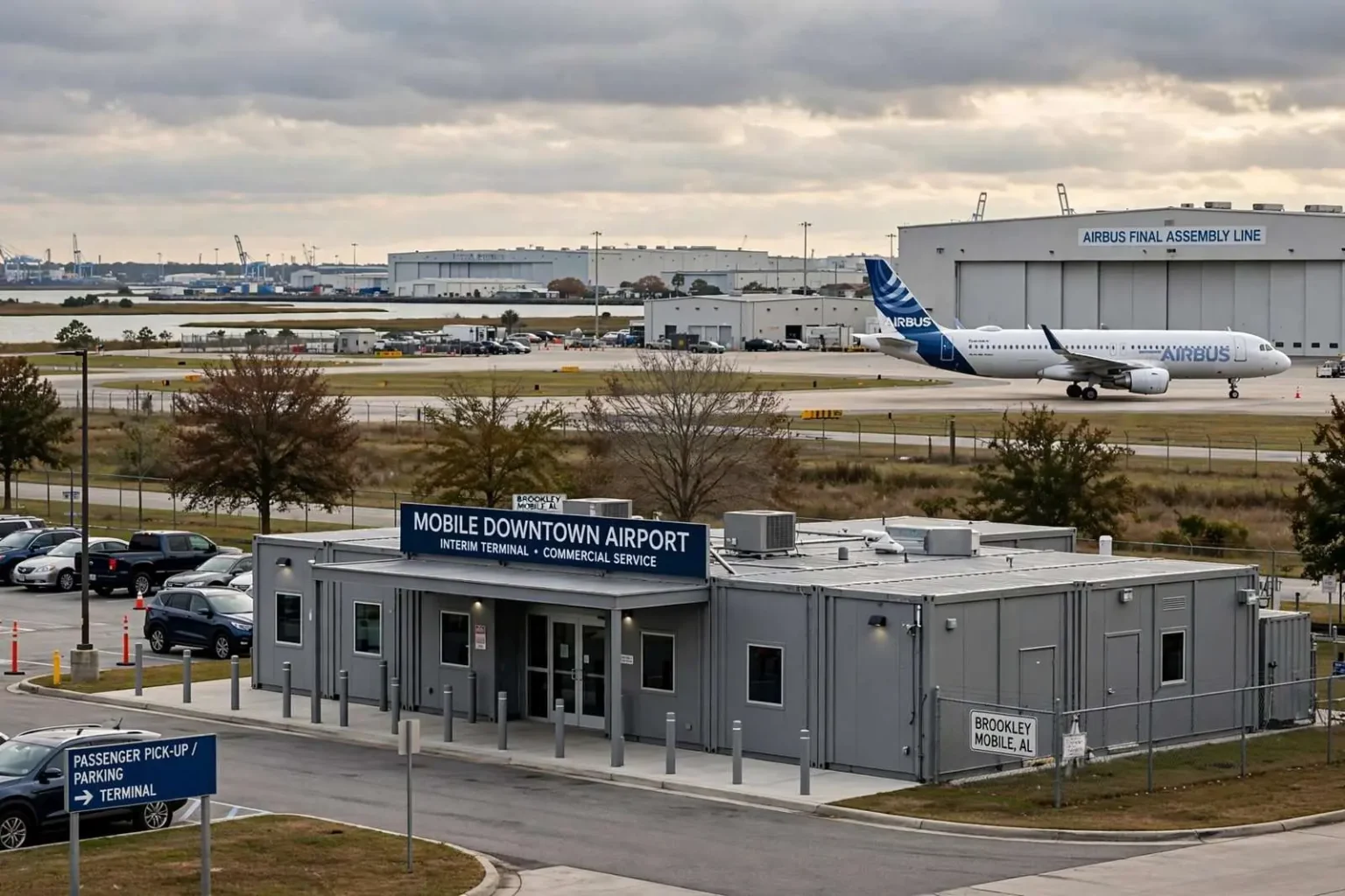 Illustration for the news story: Airbus Expected to Leave Mobile Downtown Airport Terminal by Year’s End, Paving Way for Expansion