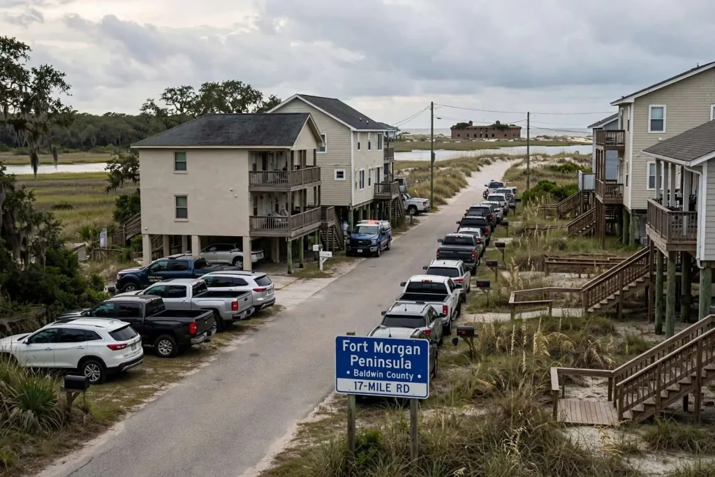 Illustration for the news story: Baldwin County Commission Limits Building Heights on Fort Morgan Peninsula Over Fire Safety Fears