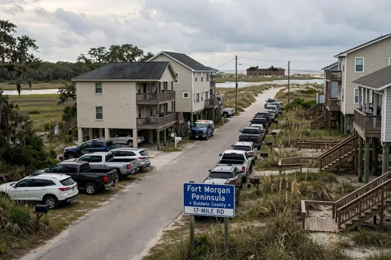 Illustration for the news story: Baldwin County Commission Limits Building Heights on Fort Morgan Peninsula Over Fire Safety Fears