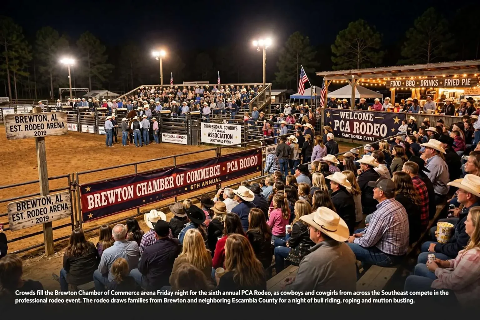 Illustration for the news story: Brewton Chamber’s PCA Rodeo draws cowboys and crowds for sixth year