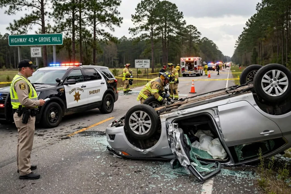 Illustration for the news story: Clarke County Sheriff Releases New Details on Highway 43 Crash Involving Deputy