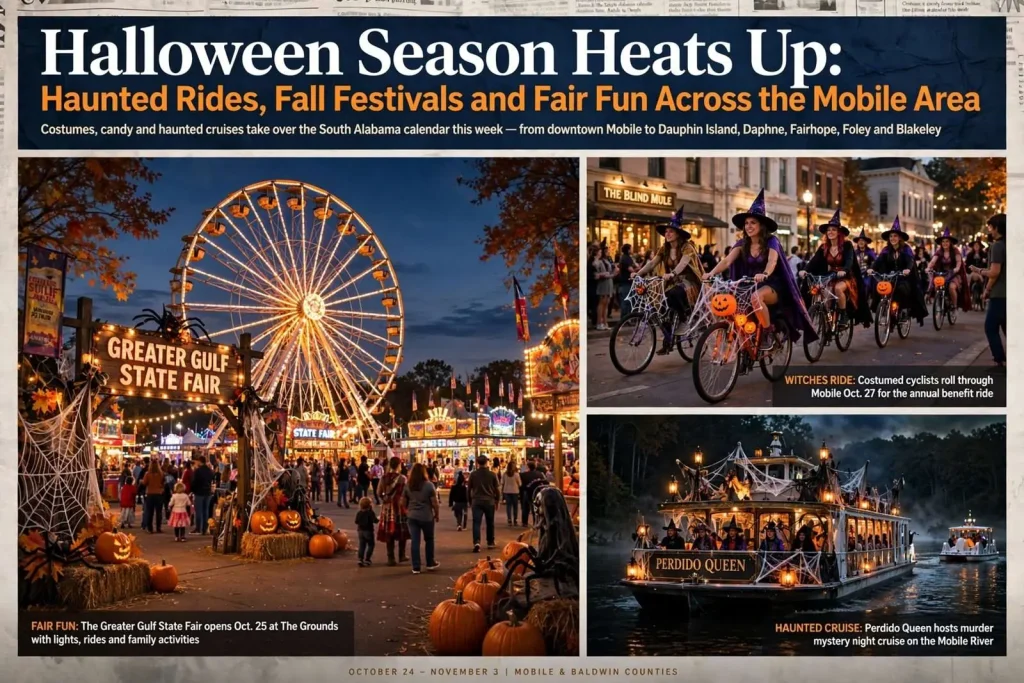 Illustration for the news story: Halloween Season Heats Up: Haunted Rides, Fall Festivals and Fair Fun Across the Mobile Area