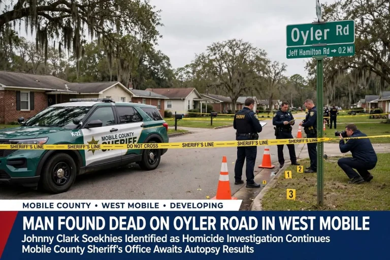 Illustration for the news story: Man Found Dead on Oyler Road in West Mobile Identified as Homicide Investigation Continues