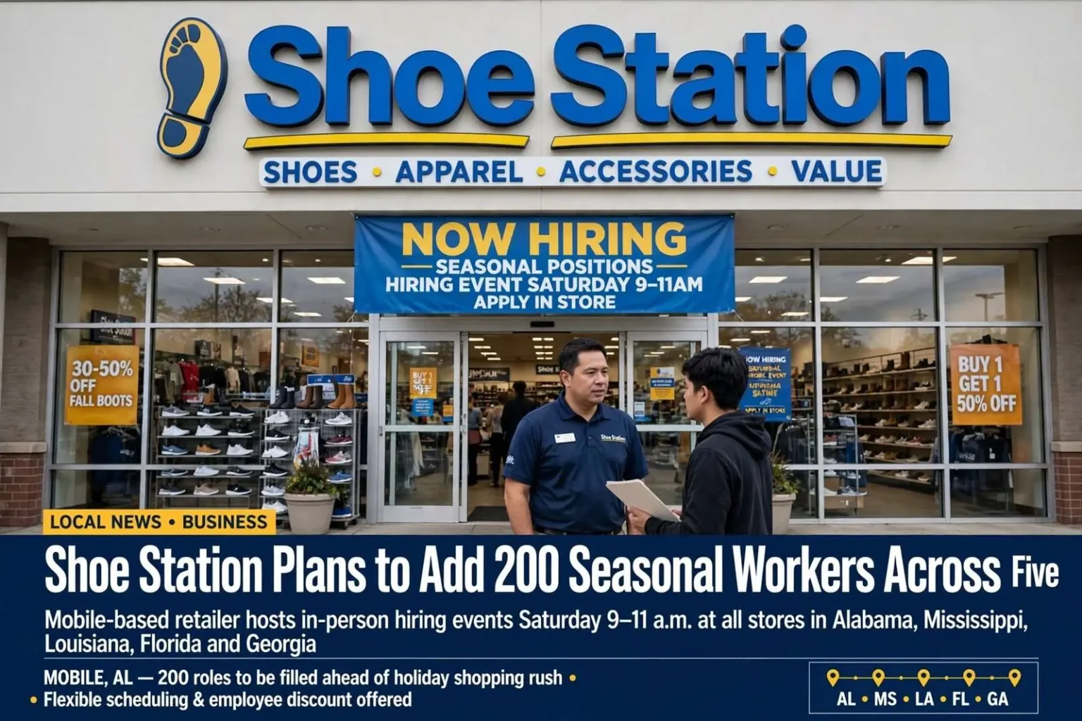 Illustration for the news story: Shoe Station Plans to Add 200 Seasonal Workers Across Five States