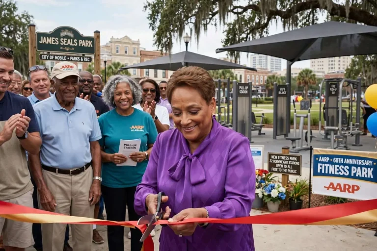 Illustration for the news story: AARP Chief and Mon Louis Island Native Jo Ann Jenkins Returns to Mobile to Open New Fitness Park