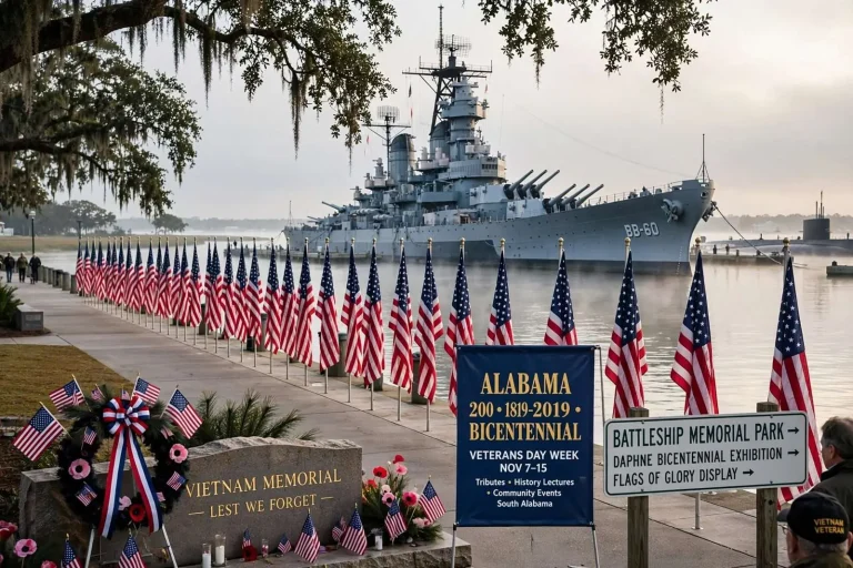 Illustration for the news story: Bicentennial Meets Veterans Day: A Week of Tributes, History Lectures and Holiday Kickoffs in South Alabama