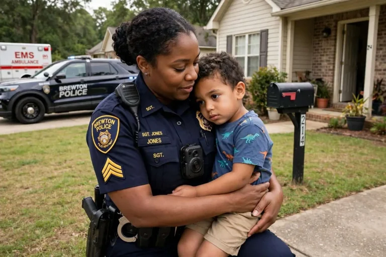 Illustration for the news story: Brewton police officer credited with saving choking child