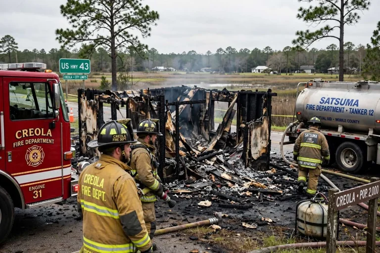 Illustration for the news story: Creola house fire destroys home, no injuries reported