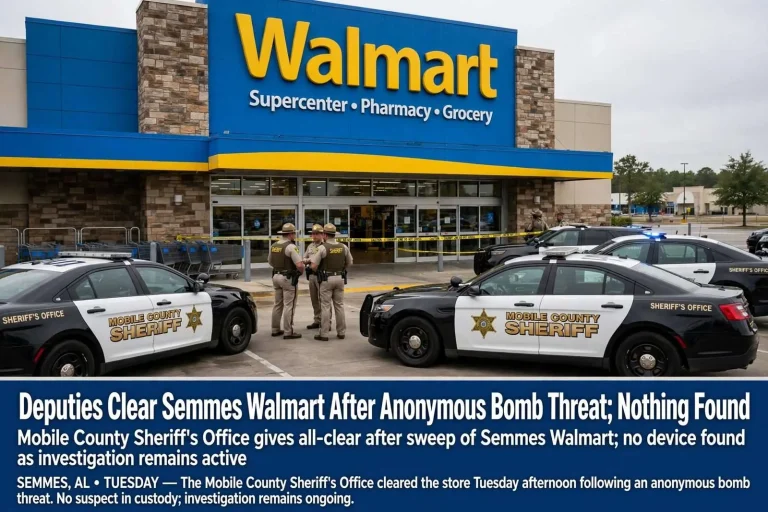 Illustration for the news story: Deputies Clear Semmes Walmart After Anonymous Bomb Threat; Nothing Found