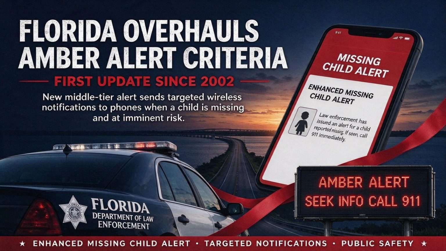 Illustration for the news story: Florida Overhauls AMBER Alert Criteria for the First Time Since 2002
