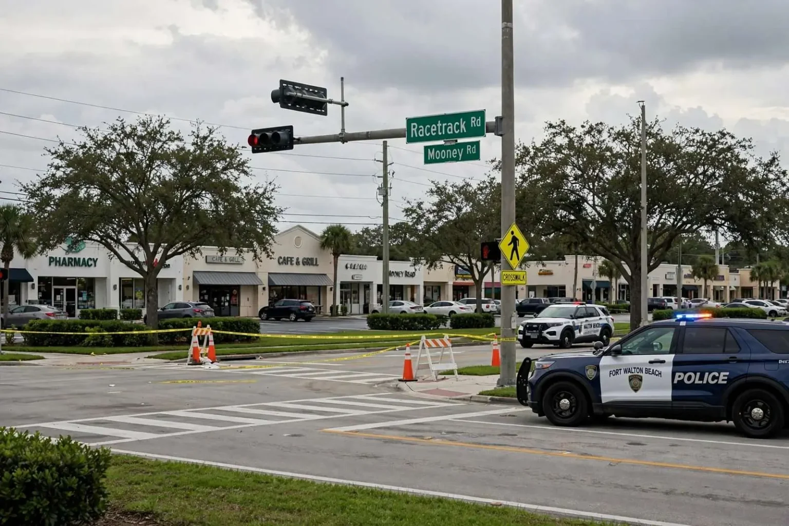 Illustration for the news story: Fort Walton Beach woman critically hurt after car turns into her path in crosswalk
