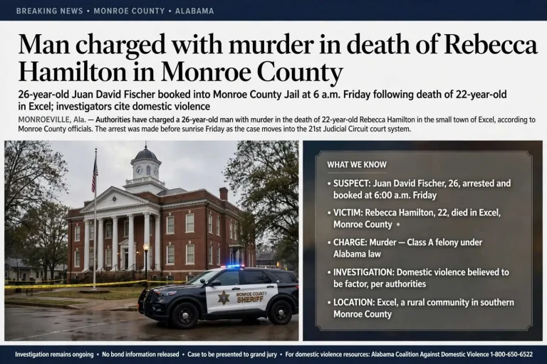 Illustration for the news story: Man charged with murder in death of Rebecca Hamilton in Monroe County