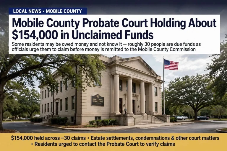 Illustration for the news story: Mobile County Probate Court Holding About $154,000 in Unclaimed Funds