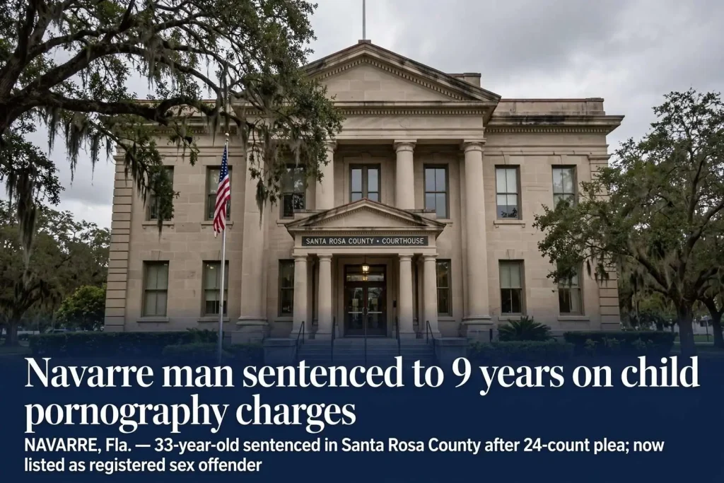 Illustration for the news story: Navarre man sentenced to 9 years on child pornography charges