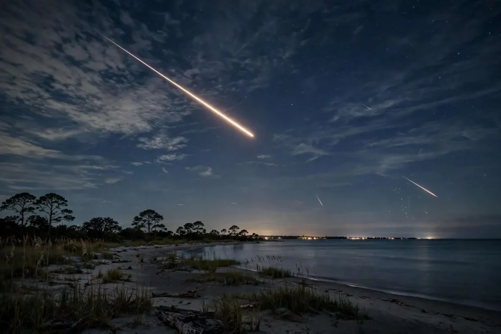 Illustration for the news story: Rare Meteor Outburst Possible Over the Gulf Coast Thursday Night