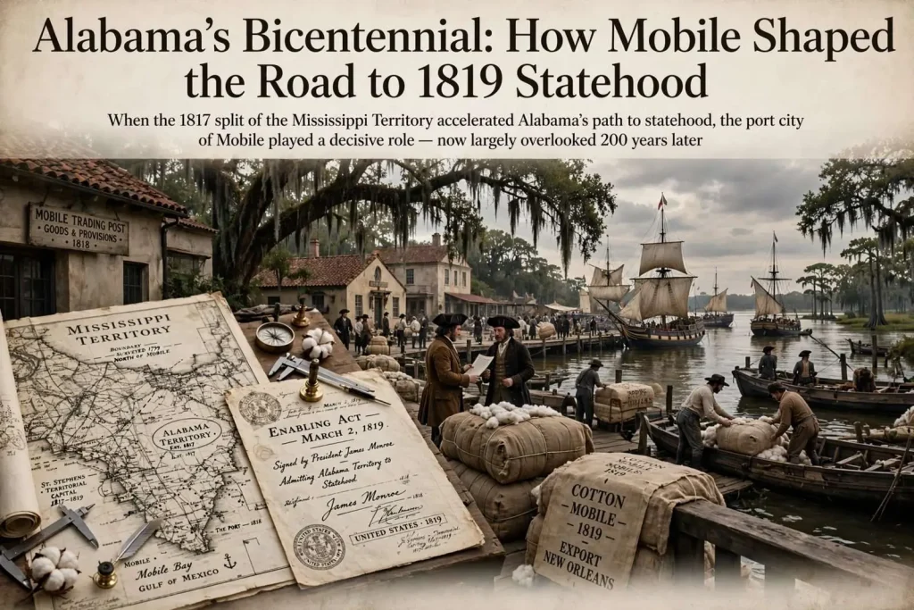 Illustration for the news story: Alabama’s Bicentennial: How Mobile Shaped the Road to 1819 Statehood