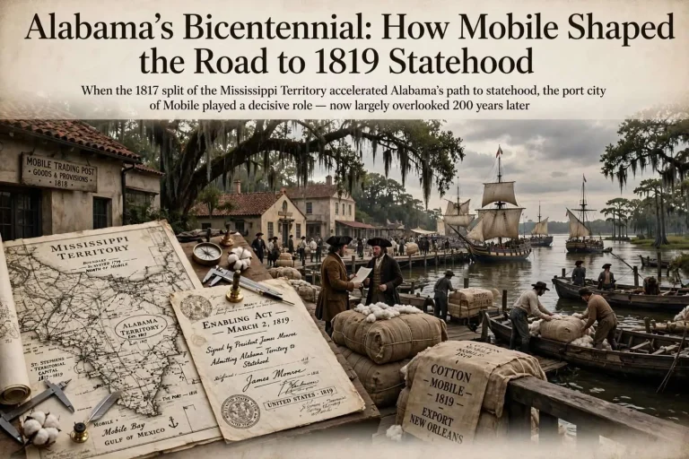 Illustration for the news story: Alabama’s Bicentennial: How Mobile Shaped the Road to 1819 Statehood