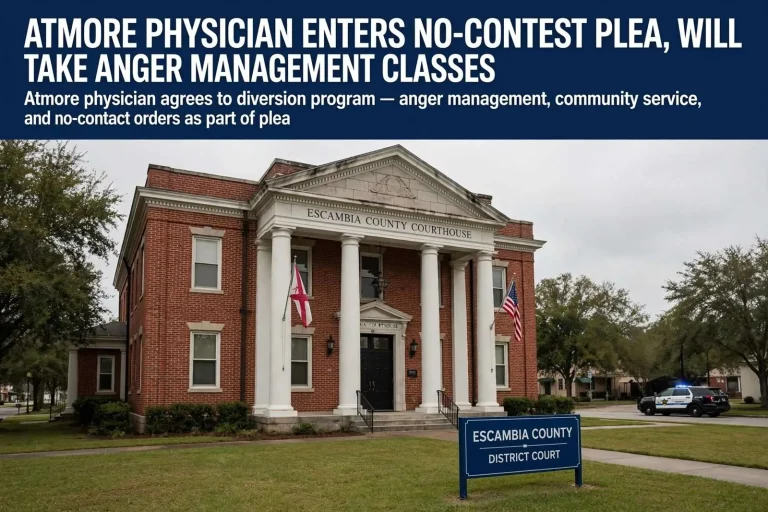 Illustration for the news story: Atmore physician enters no-contest plea, will take anger management classes