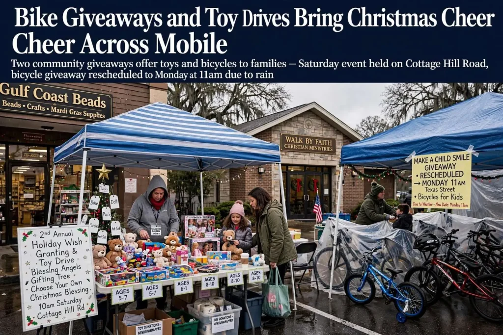 Illustration for the news story: Bike Giveaways and Toy Drives Bring Christmas Cheer Across Mobile County