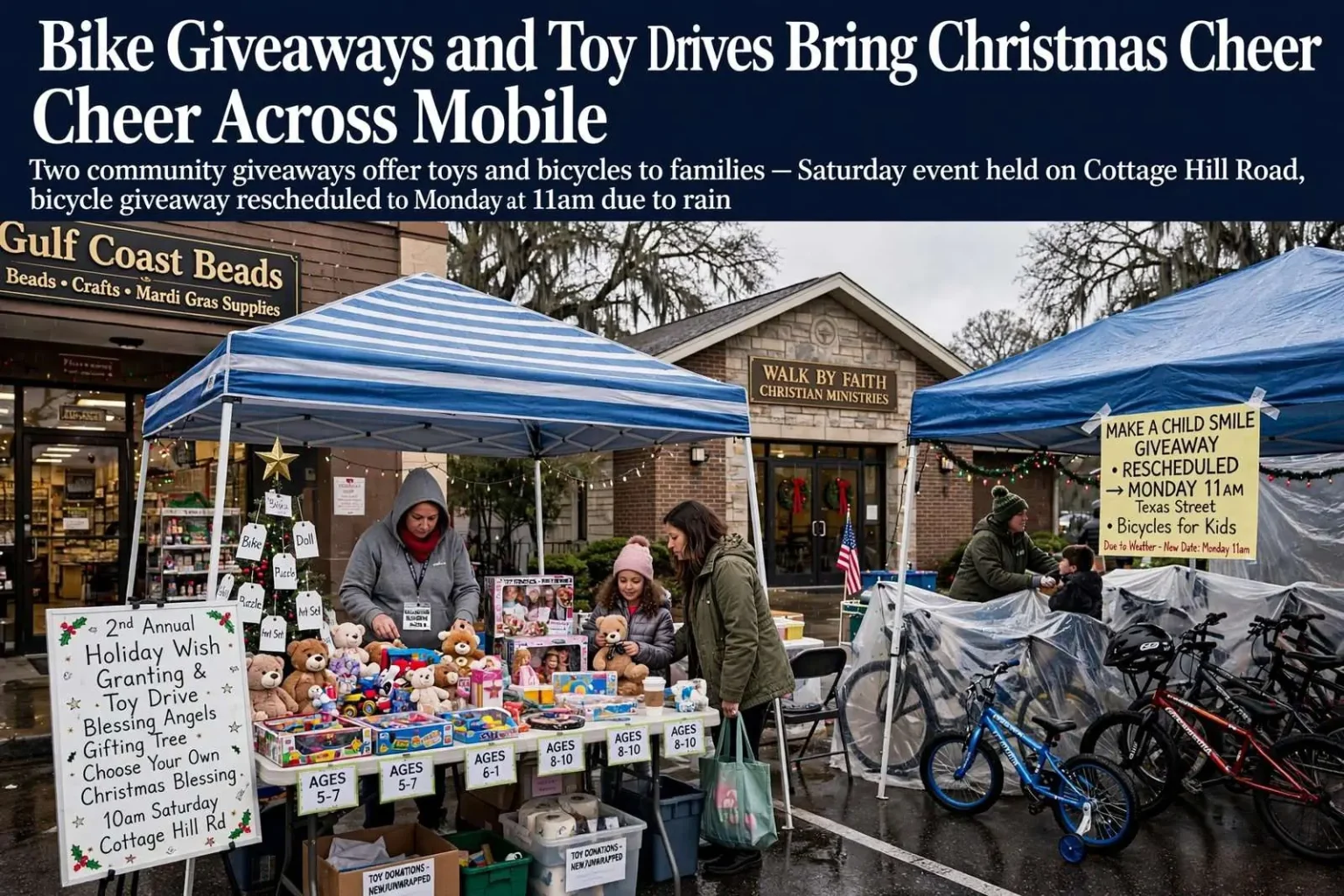 Illustration for the news story: Bike Giveaways and Toy Drives Bring Christmas Cheer Across Mobile County