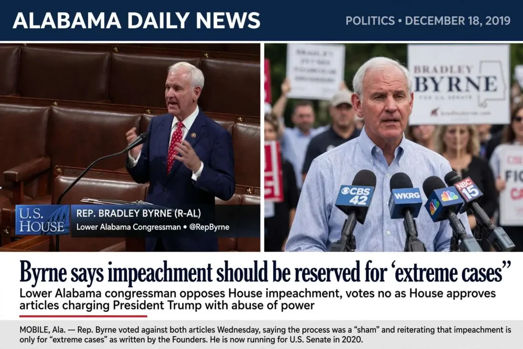 Illustration for the news story: Byrne says impeachment should be reserved for ‘extreme cases’