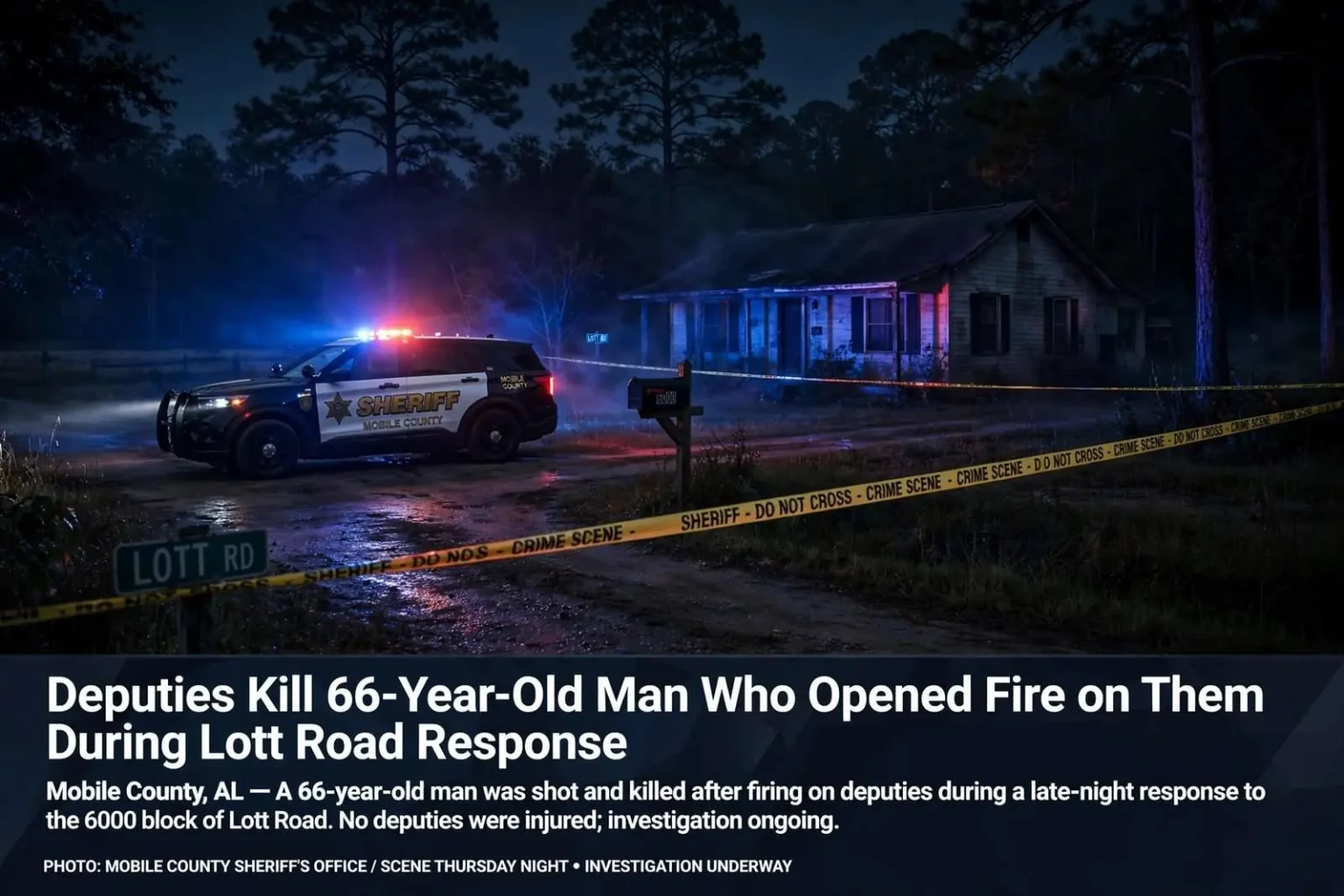 Illustration for the news story: Deputies Kill 66-Year-Old Man Who Opened Fire on Them During Lott Road Response