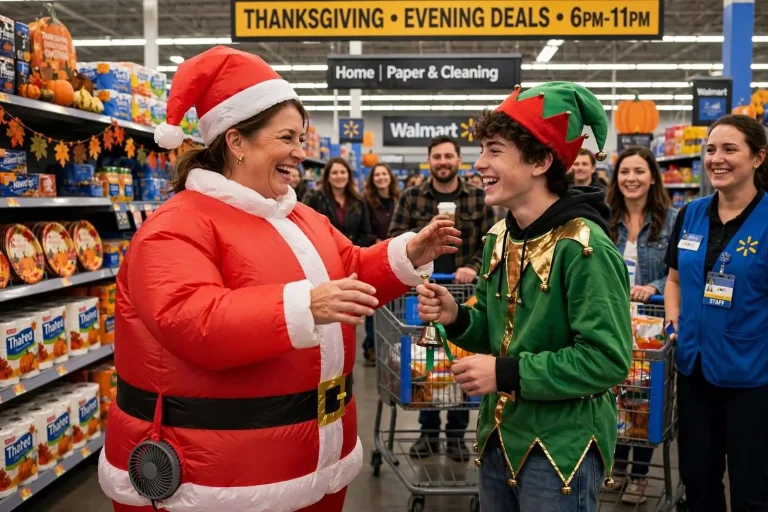 Illustration for the news story: Greenville Mom and Teen Son Dress Up to Entertain Thanksgiving Walmart Shoppers