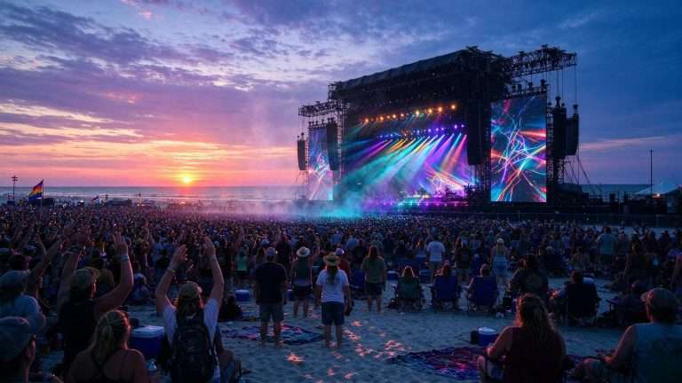 Illustration for the news story: Hangout Music Fest unveils 2020 lineup headed by Post Malone, Billie Eilish and Red Hot Chili Peppers