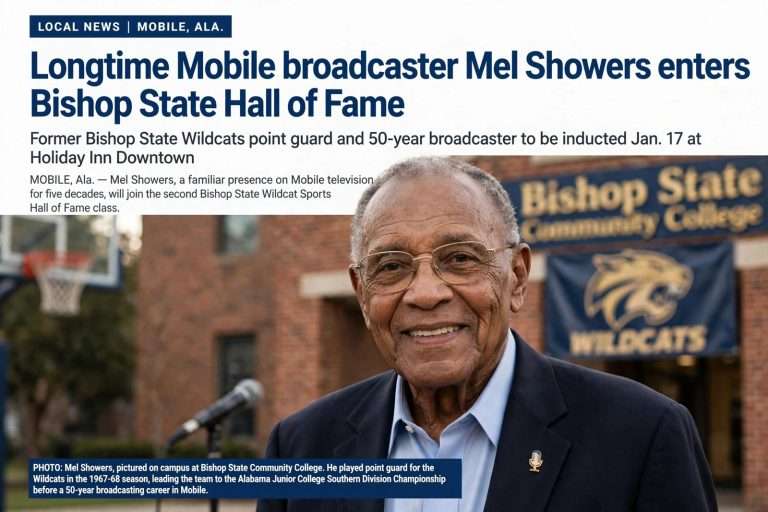 Illustration for the news story: Longtime Mobile broadcaster Mel Showers enters Bishop State Hall of Fame