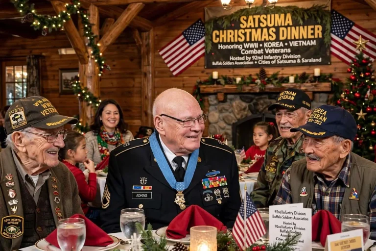 Illustration for the news story: Satsuma Christmas Dinner Honors WWII, Korea, and Vietnam Combat Veterans