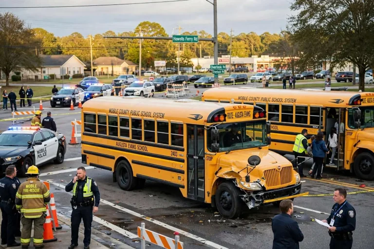 Illustration for the news story: School Bus with Augusta Evans Students On Board in Accident on Howells Ferry Road