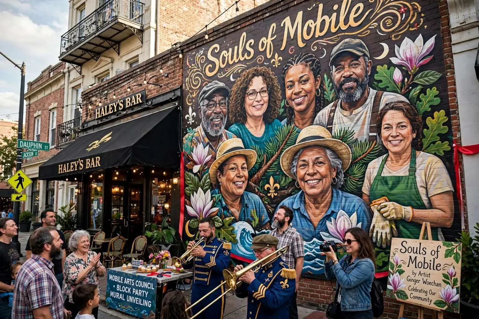 Illustration for the news story: ‘Souls of Mobile’ Mural Brings Community Faces to Downtown Wall