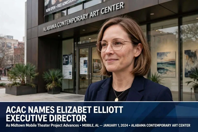 Illustration for the news story: ACAC Names Elizabet Elliott Executive Director as Midtown Mobile Theater Project Advances