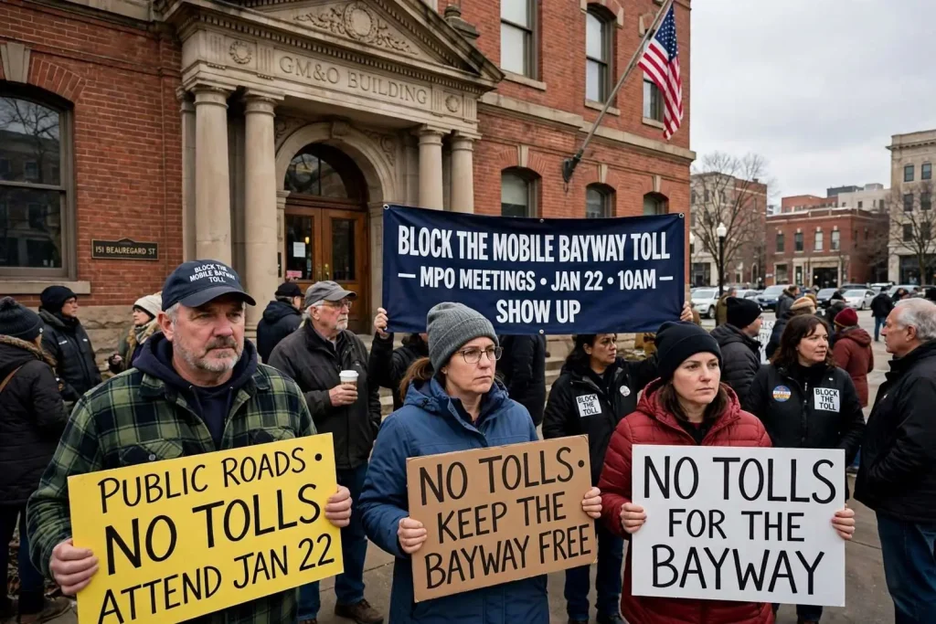 Illustration for the news story: Anti-toll group urges members to attend Wednesday MPO meetings on Bayway project
