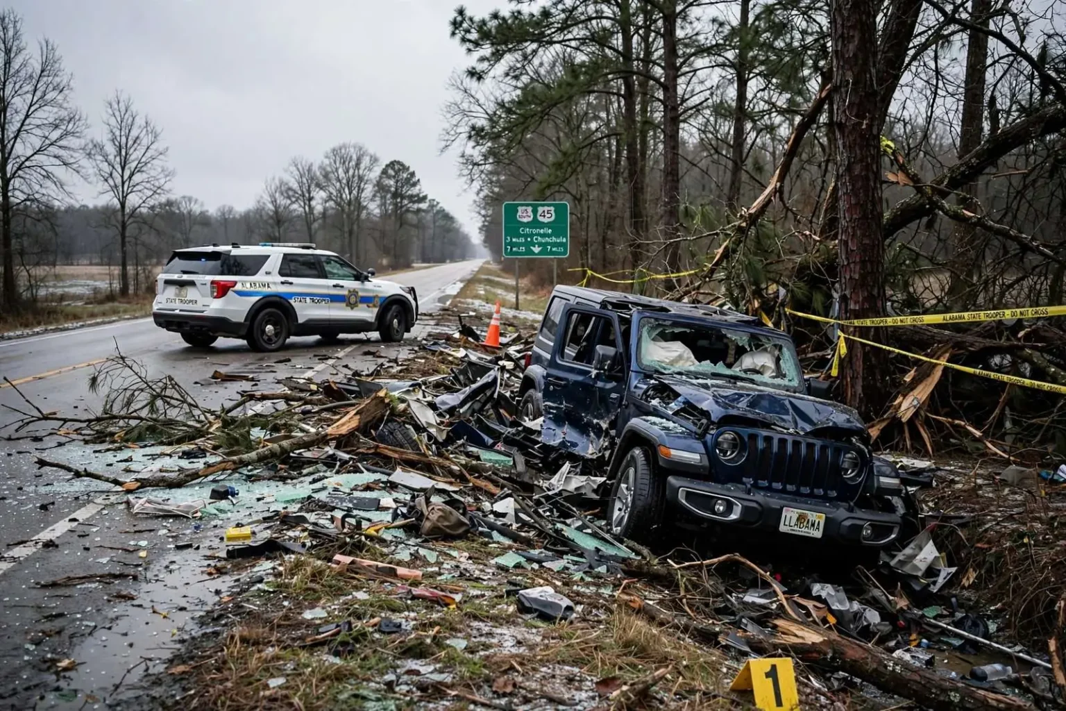 Illustration for the news story: Bond Set at $250K for Citronelle Man Charged in Crash That Killed Two Near Chunchula