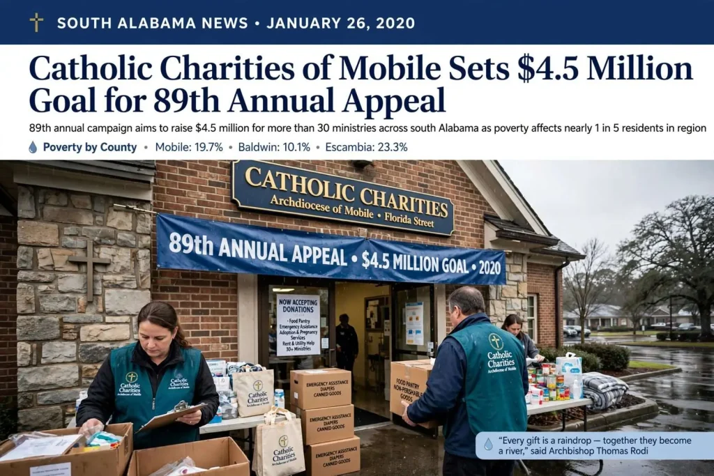 Illustration for the news story: Catholic Charities of Mobile Sets $4.5 Million Goal for 89th Annual Appeal