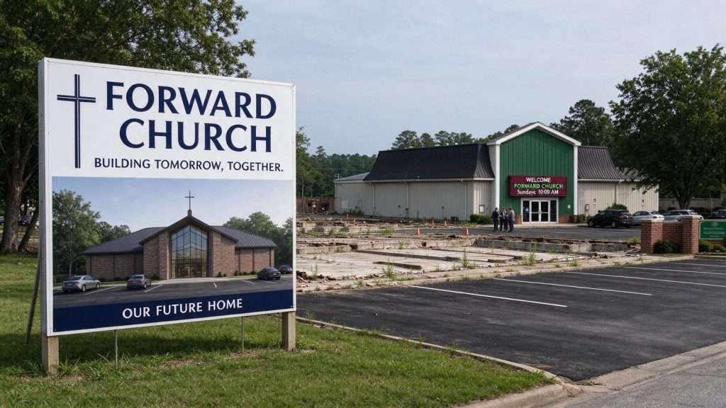 Illustration for the news story: Irvington’s Forward Church Unveils Rebuild Plans Two Years After Fire Gutted Sanctuary