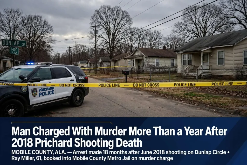 Illustration for the news story: Man Charged With Murder More Than a Year After 2018 Prichard Shooting Death