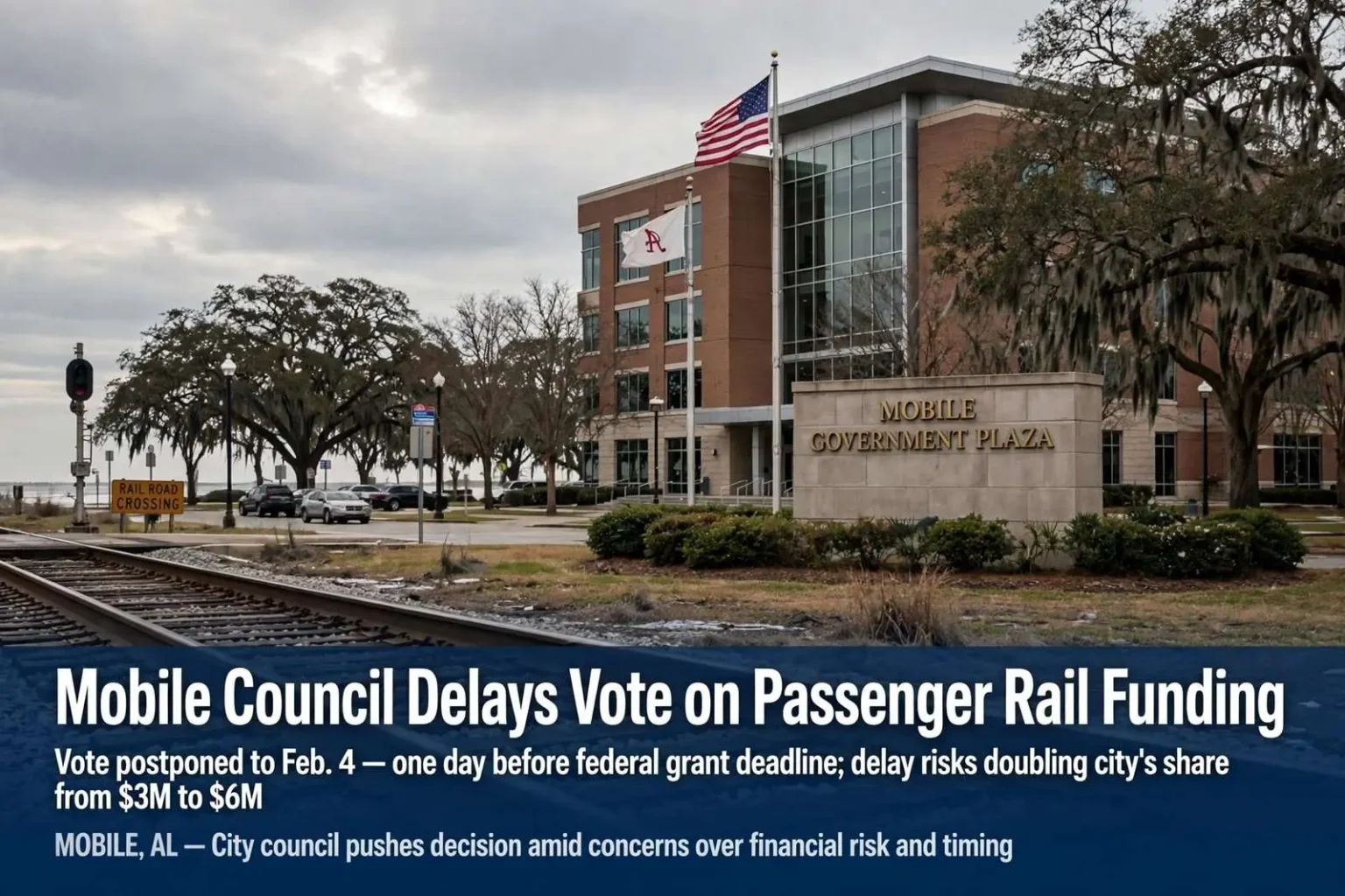 Illustration for the news story: Mobile Council Delays Vote on Passenger Rail Funding