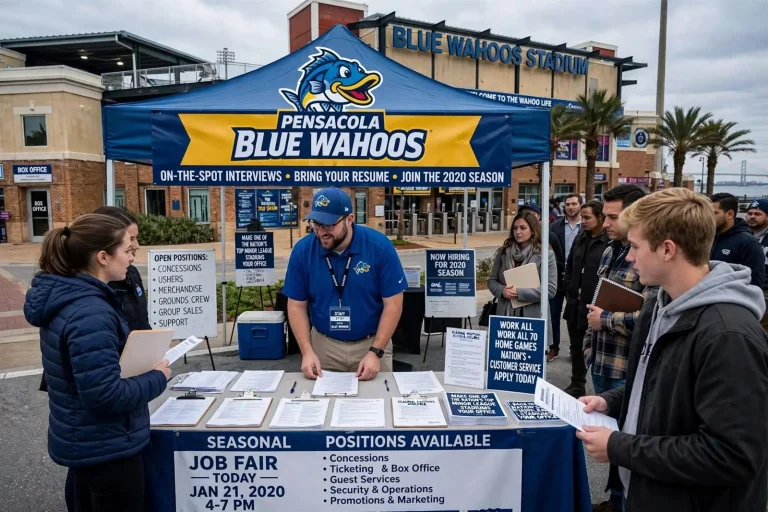 Illustration for the news story: Pensacola Blue Wahoos Host Job Fair to Staff the 2020 Season at Bayfront Stadium