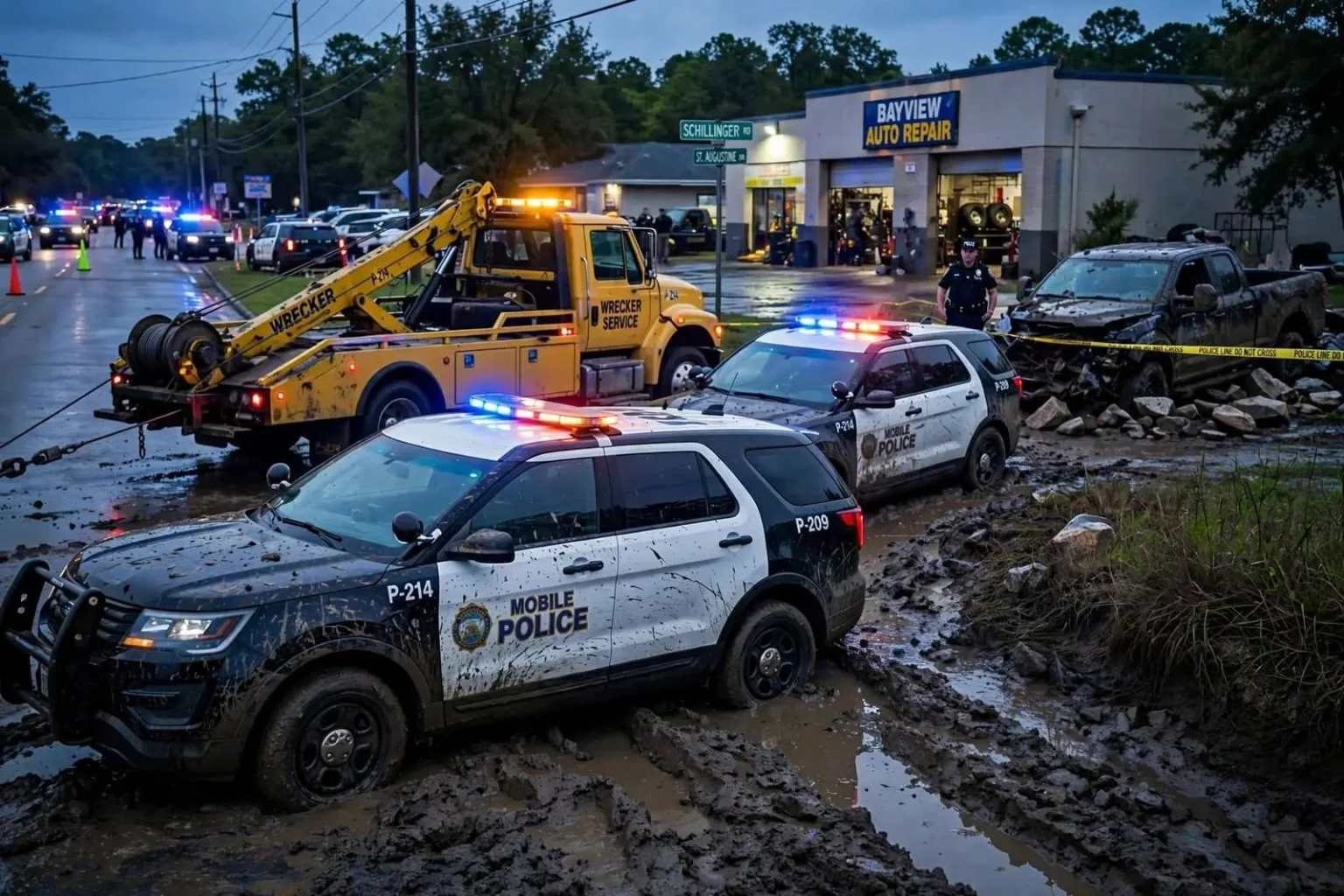 Illustration for the news story: Stolen-Truck Chase Through West Mobile Ends With Two in Custody